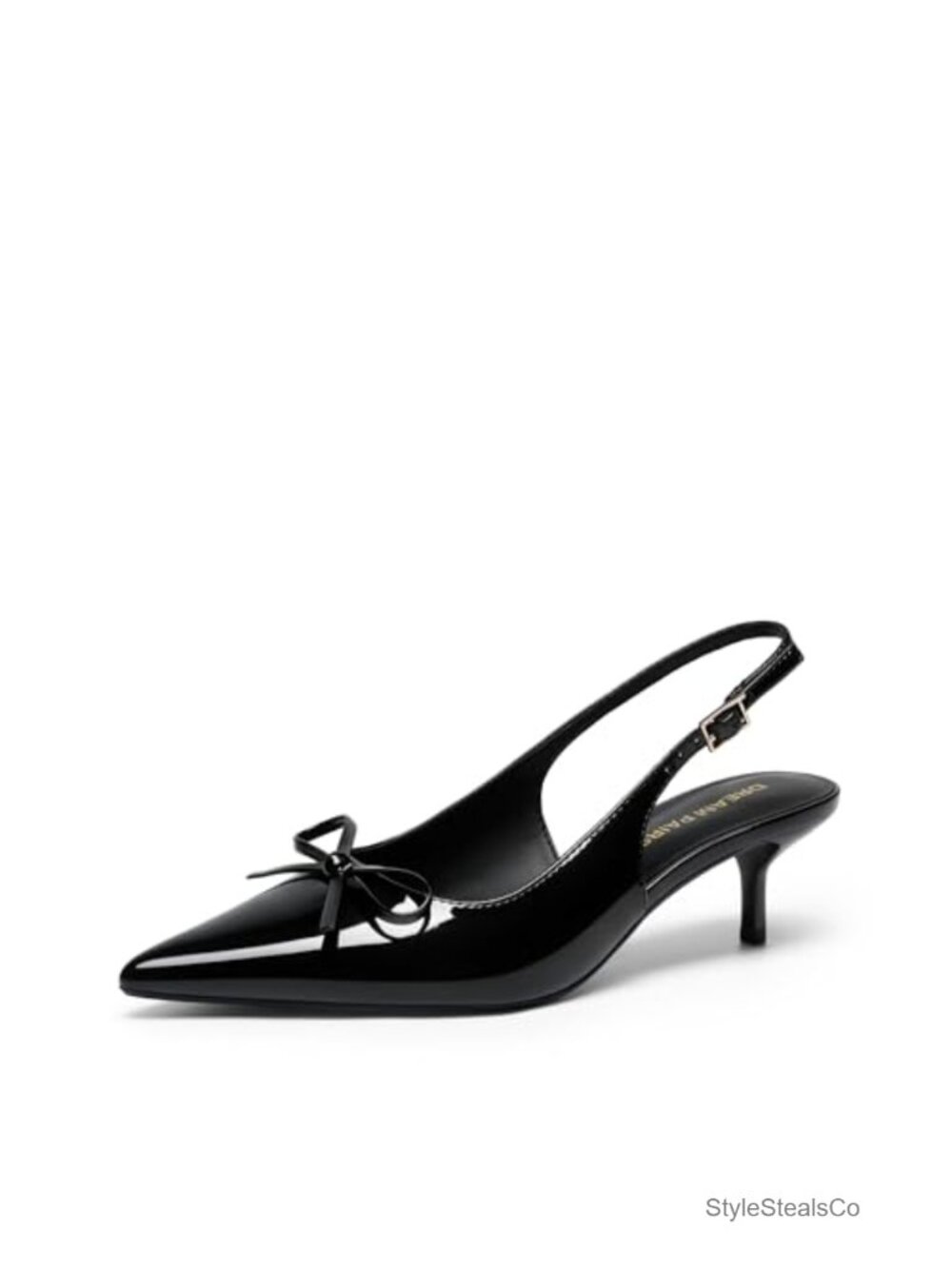 Faux Leather Slingback Kitten Heel Pointed Toe Pumps